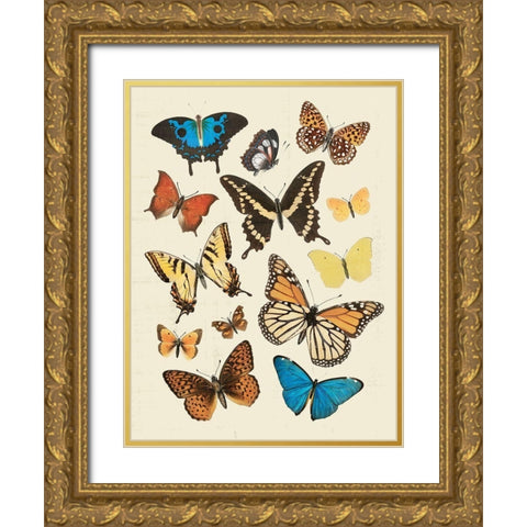 Collected Flutter II Gold Ornate Wood Framed Art Print with Double Matting by Barnes, Victoria