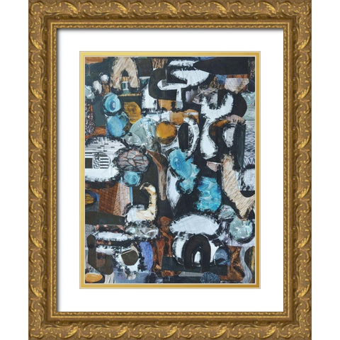 California Beach Blue Glass Gold Ornate Wood Framed Art Print with Double Matting by Good, Coco