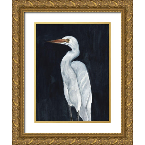 Calm Great Egret I Gold Ornate Wood Framed Art Print with Double Matting by Warren, Annie