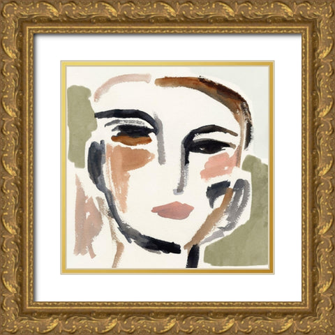 Face Fragments III Gold Ornate Wood Framed Art Print with Double Matting by Barnes, Victoria