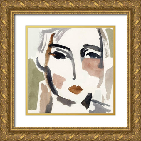 Face Fragments IV Gold Ornate Wood Framed Art Print with Double Matting by Barnes, Victoria
