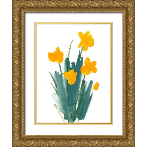 Daffodil Bunch II Gold Ornate Wood Framed Art Print with Double Matting by Green, Jacob