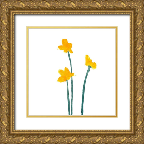 Simple Buttercups I Gold Ornate Wood Framed Art Print with Double Matting by Green, Jacob
