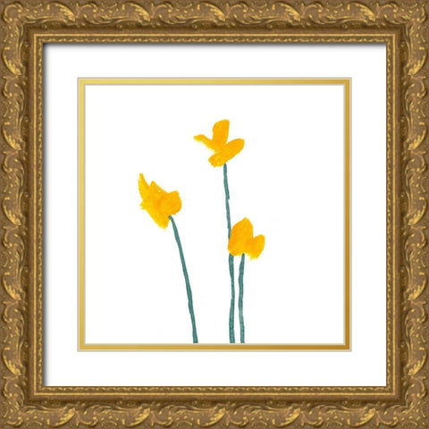 Simple Buttercups II Gold Ornate Wood Framed Art Print with Double Matting by Green, Jacob