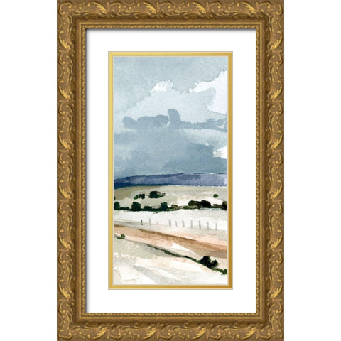 Pale Blue Autumn I Gold Ornate Wood Framed Art Print with Double Matting by Caroline, Emma
