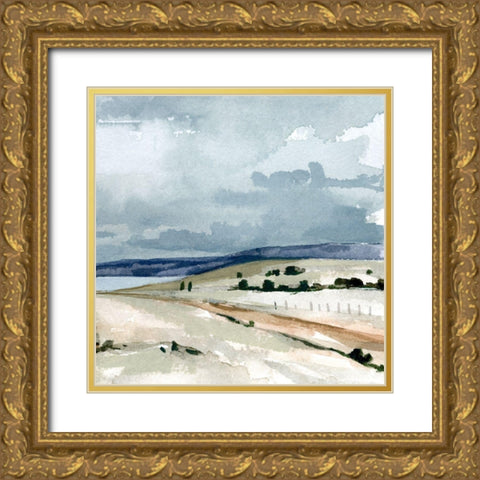 Pale Blue Autumn III Gold Ornate Wood Framed Art Print with Double Matting by Caroline, Emma