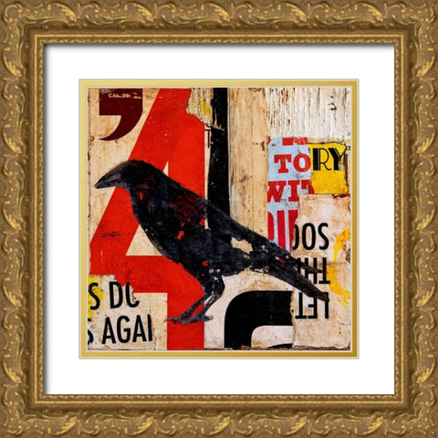 The Vintage Crow Gold Ornate Wood Framed Art Print with Double Matting by Ashley, Erin