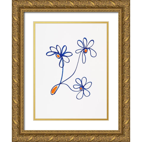 Wobbly Blooms III Gold Ornate Wood Framed Art Print with Double Matting by Gianni, Katie