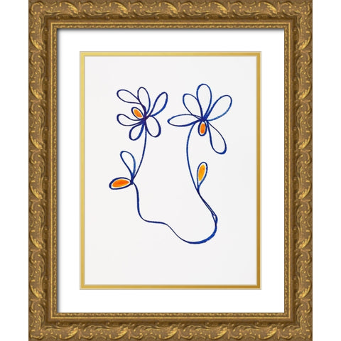 Wobbly Blooms IV Gold Ornate Wood Framed Art Print with Double Matting by Gianni, Katie