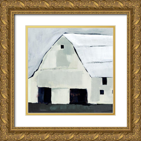 Blue Hour Barn II Gold Ornate Wood Framed Art Print with Double Matting by Warren, Annie