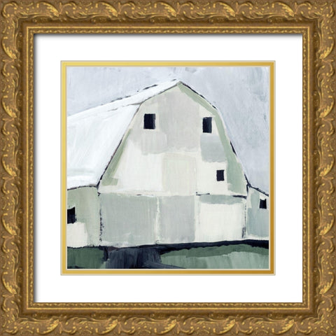 Blue Hour Barn III Gold Ornate Wood Framed Art Print with Double Matting by Warren, Annie