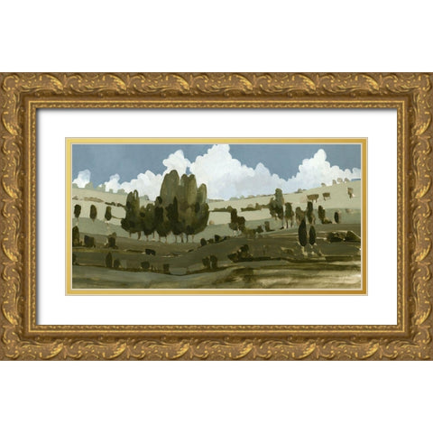 Rolling Green III Gold Ornate Wood Framed Art Print with Double Matting by Caroline, Emma