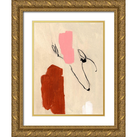 Terra Rosa Abstract I Gold Ornate Wood Framed Art Print with Double Matting by Green, Jacob