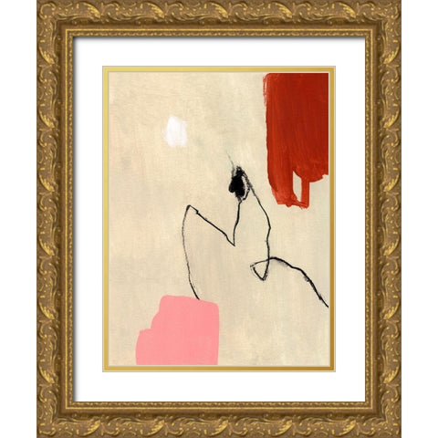Terra Rosa Abstract II Gold Ornate Wood Framed Art Print with Double Matting by Green, Jacob