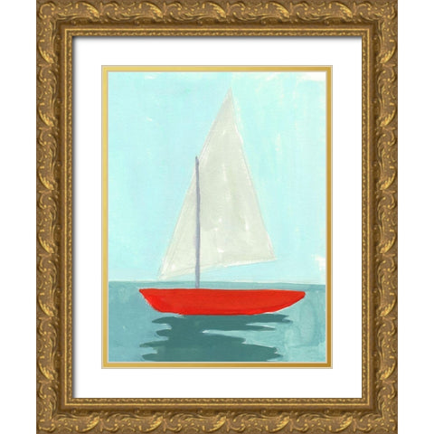 Small Sail II Gold Ornate Wood Framed Art Print with Double Matting by Green, Jacob