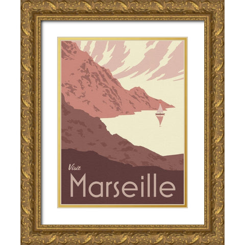 French Coast I Gold Ornate Wood Framed Art Print with Double Matting by Green, Jacob