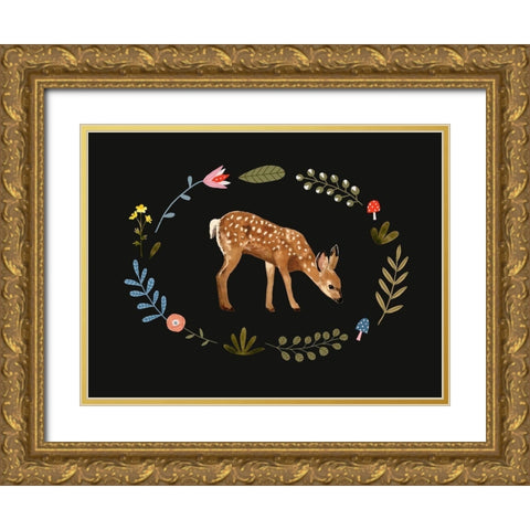 Critter And Foliage III Gold Ornate Wood Framed Art Print with Double Matting by Barnes, Victoria