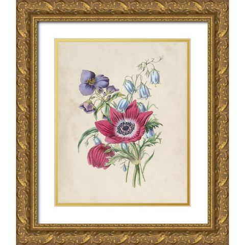 Antique Garden Bouquet I Gold Ornate Wood Framed Art Print with Double Matting by Vision Studio