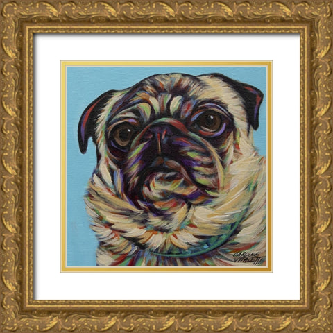 Blue Pug Gold Ornate Wood Framed Art Print with Double Matting by Vitaletti, Carolee