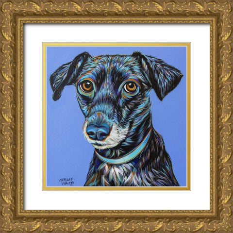 Blue Black Hound Gold Ornate Wood Framed Art Print with Double Matting by Vitaletti, Carolee