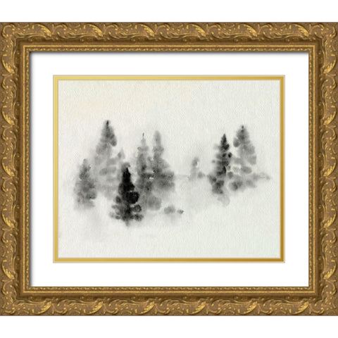 Inked Pine Forest III Gold Ornate Wood Framed Art Print with Double Matting by Caroline, Emma