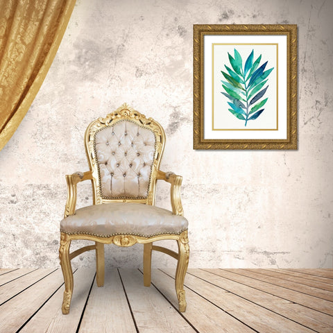 Palm Frond Flow II Gold Ornate Wood Framed Art Print with Double Matting by Warren, Annie