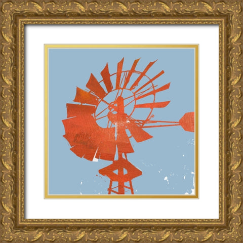 Rusty Windmill II Gold Ornate Wood Framed Art Print with Double Matting by Green, Jacob