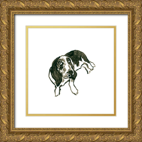 Canine Cameo IV Gold Ornate Wood Framed Art Print with Double Matting by Vess, June Erica