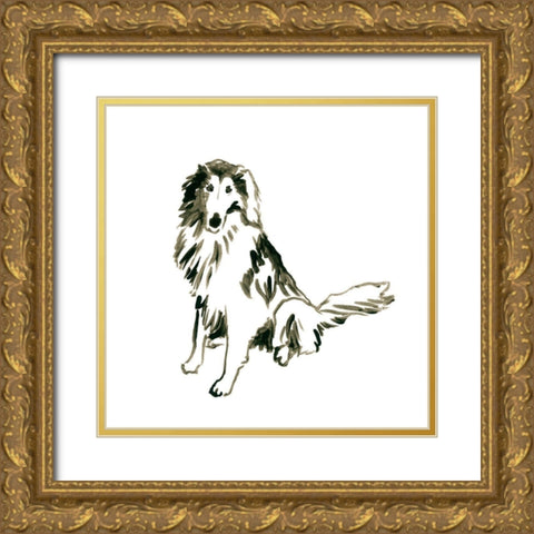 Canine Cameo XII Gold Ornate Wood Framed Art Print with Double Matting by Vess, June Erica