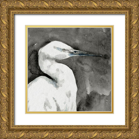 Solemn Egret I Gold Ornate Wood Framed Art Print with Double Matting by Caroline, Emma