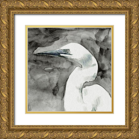 Solemn Egret II Gold Ornate Wood Framed Art Print with Double Matting by Caroline, Emma