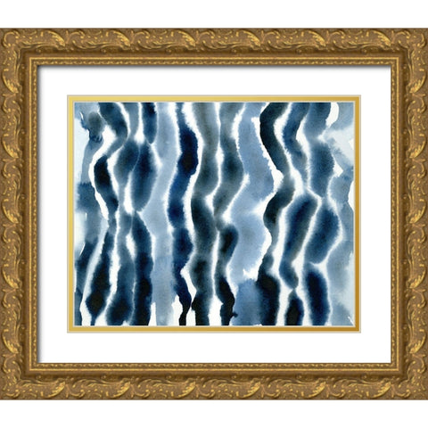 True Blue Wave I Gold Ornate Wood Framed Art Print with Double Matting by Caroline, Emma