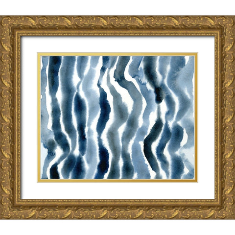 True Blue Wave II Gold Ornate Wood Framed Art Print with Double Matting by Caroline, Emma