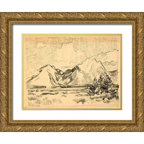 Hatched Horizon II Gold Ornate Wood Framed Art Print with Double Matting by Parker, Jennifer Paxton