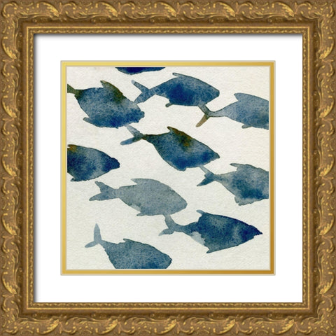 Fish Friends II Gold Ornate Wood Framed Art Print with Double Matting by Caroline, Emma