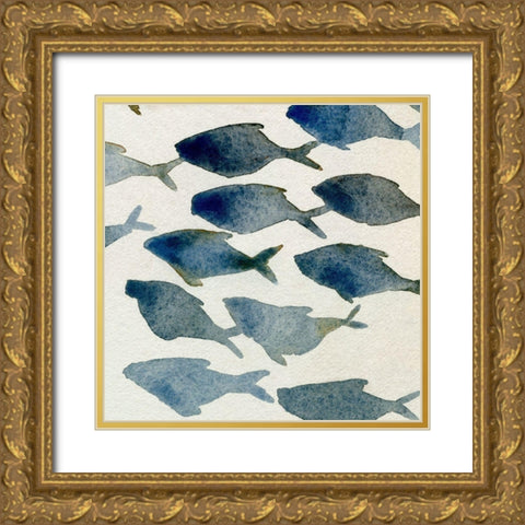 Fish Friends III Gold Ornate Wood Framed Art Print with Double Matting by Caroline, Emma