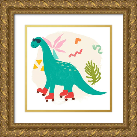 Rollin Dino I Gold Ornate Wood Framed Art Print with Double Matting by Vess, June Erica