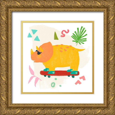 Rollin Dino III Gold Ornate Wood Framed Art Print with Double Matting by Vess, June Erica