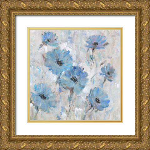 Mix Blue Flowers I Gold Ornate Wood Framed Art Print with Double Matting by OToole, Tim
