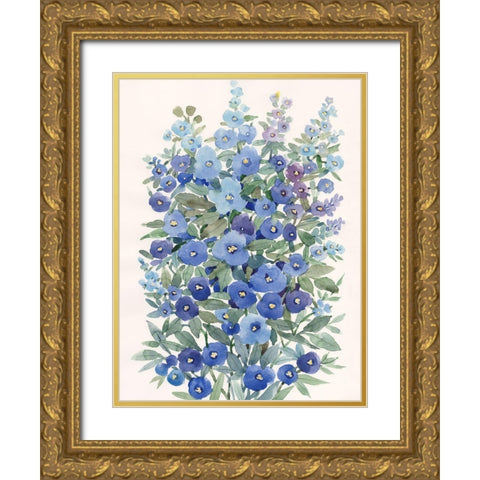 A Patch of Wildflowers II Gold Ornate Wood Framed Art Print with Double Matting by Nichols, Tim