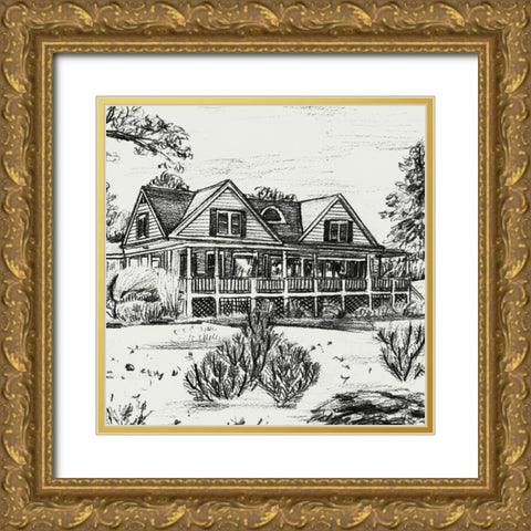 Sweet Home I Gold Ornate Wood Framed Art Print with Double Matting by Wang, Melissa