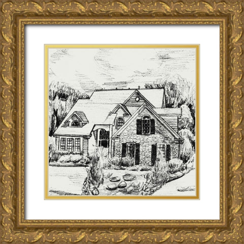 Sweet Home V Gold Ornate Wood Framed Art Print with Double Matting by Wang, Melissa