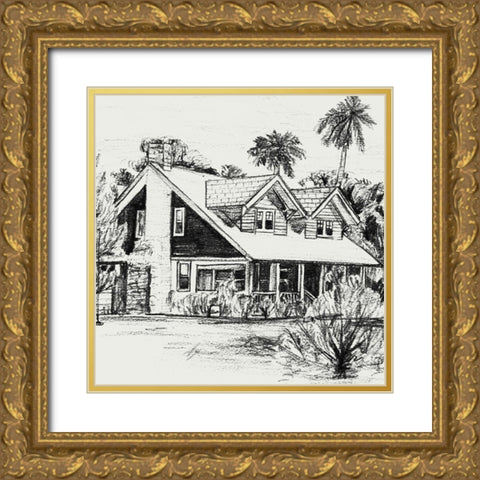 Sweet Home VI Gold Ornate Wood Framed Art Print with Double Matting by Wang, Melissa