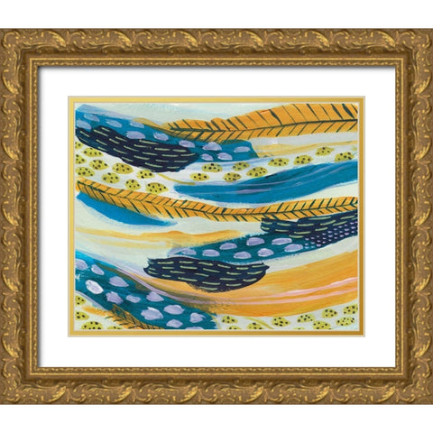 Feathery III Gold Ornate Wood Framed Art Print with Double Matting by Wang, Melissa
