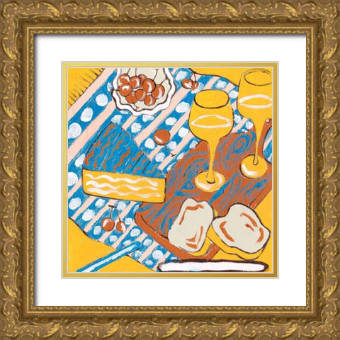 Picnic Day II Gold Ornate Wood Framed Art Print with Double Matting by Wang, Melissa