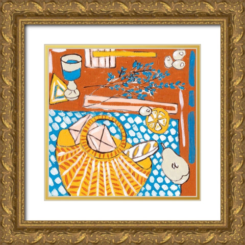 Picnic Day IV Gold Ornate Wood Framed Art Print with Double Matting by Wang, Melissa