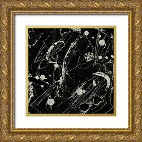 Ink Line Abstract II Gold Ornate Wood Framed Art Print with Double Matting by Wang, Melissa