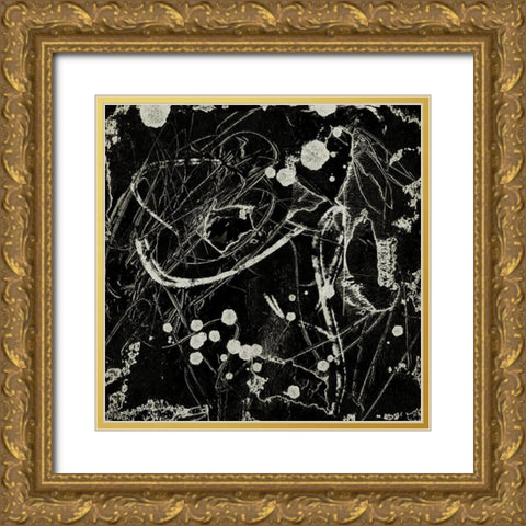 Ink Line Abstract III Gold Ornate Wood Framed Art Print with Double Matting by Wang, Melissa