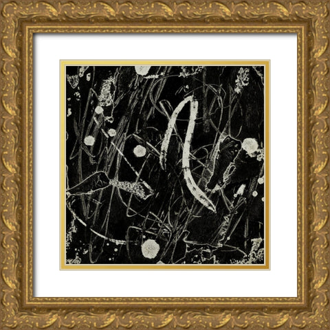 Ink Line Abstract IV Gold Ornate Wood Framed Art Print with Double Matting by Wang, Melissa