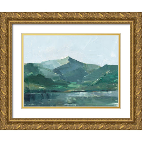Green Grey Mountains I Gold Ornate Wood Framed Art Print with Double Matting by Harper, Ethan